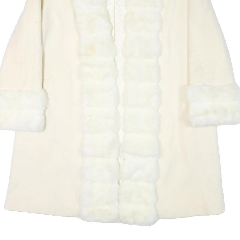 ALORNA Womens Cream Wool Blend Jacket L Wool Blend Plain Elegant Warm