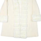 ALORNA Womens Cream Wool Blend Jacket L Wool Blend Plain Elegant Warm