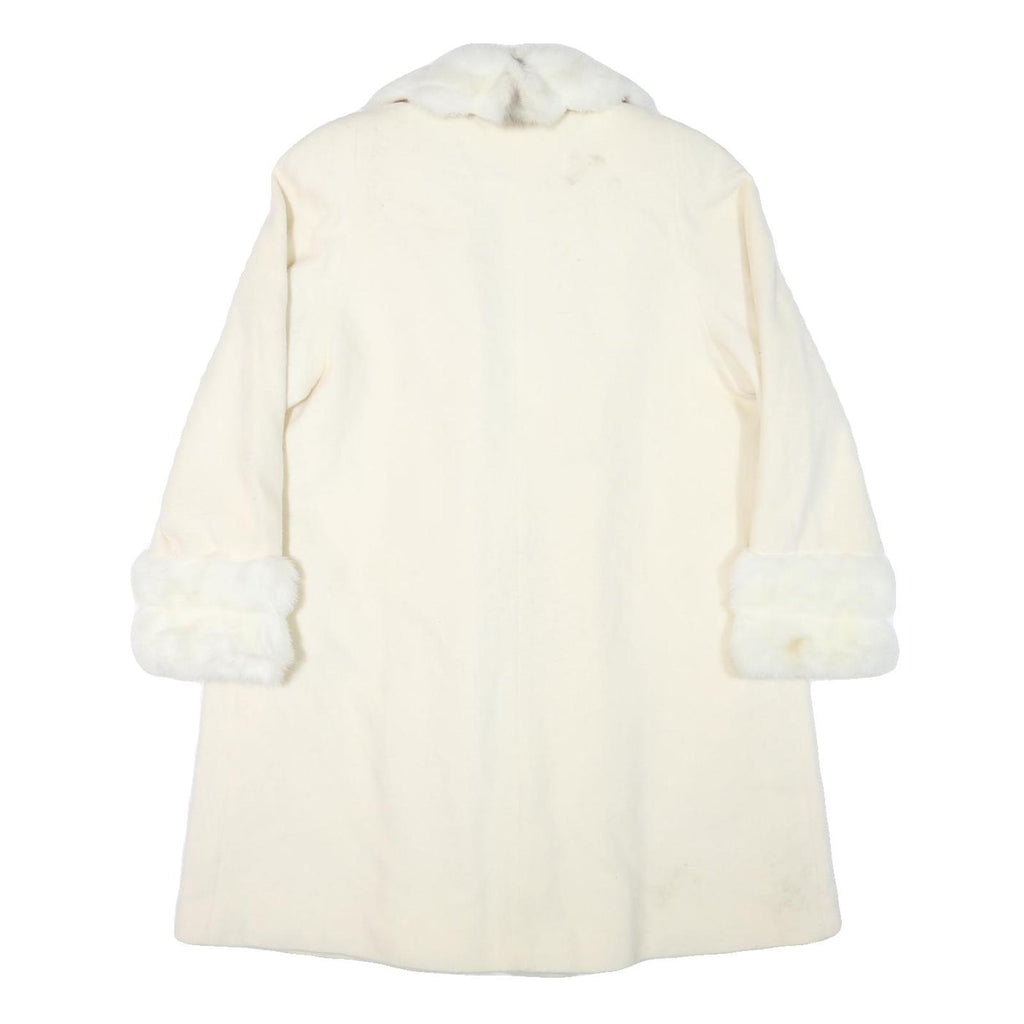 ALORNA Womens Cream Wool Blend Jacket L Wool Blend Plain Elegant Warm