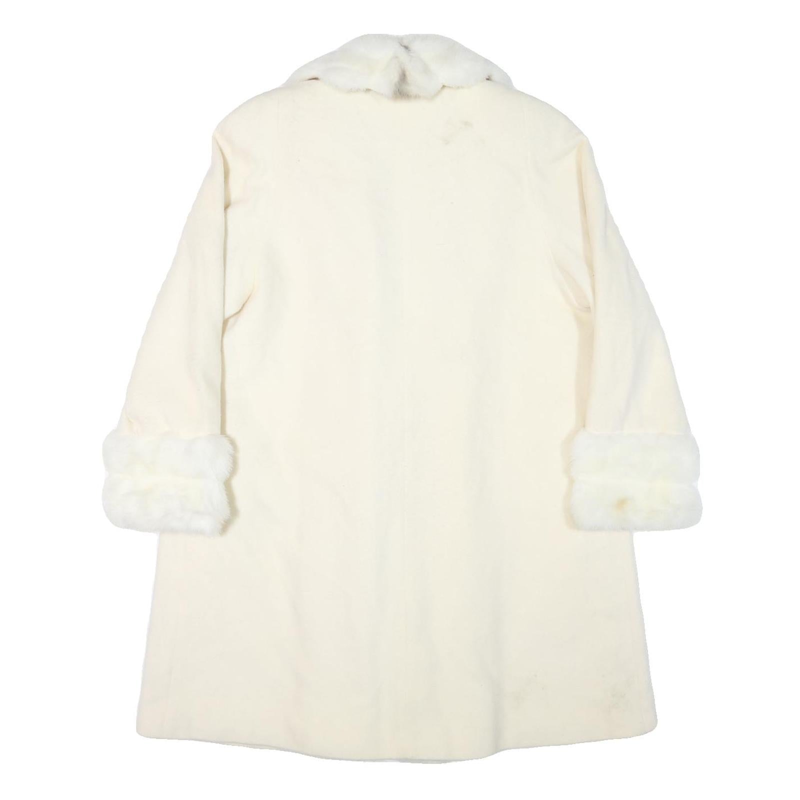 ALORNA Womens Cream Wool Blend Jacket L Wool Blend Plain Elegant Warm