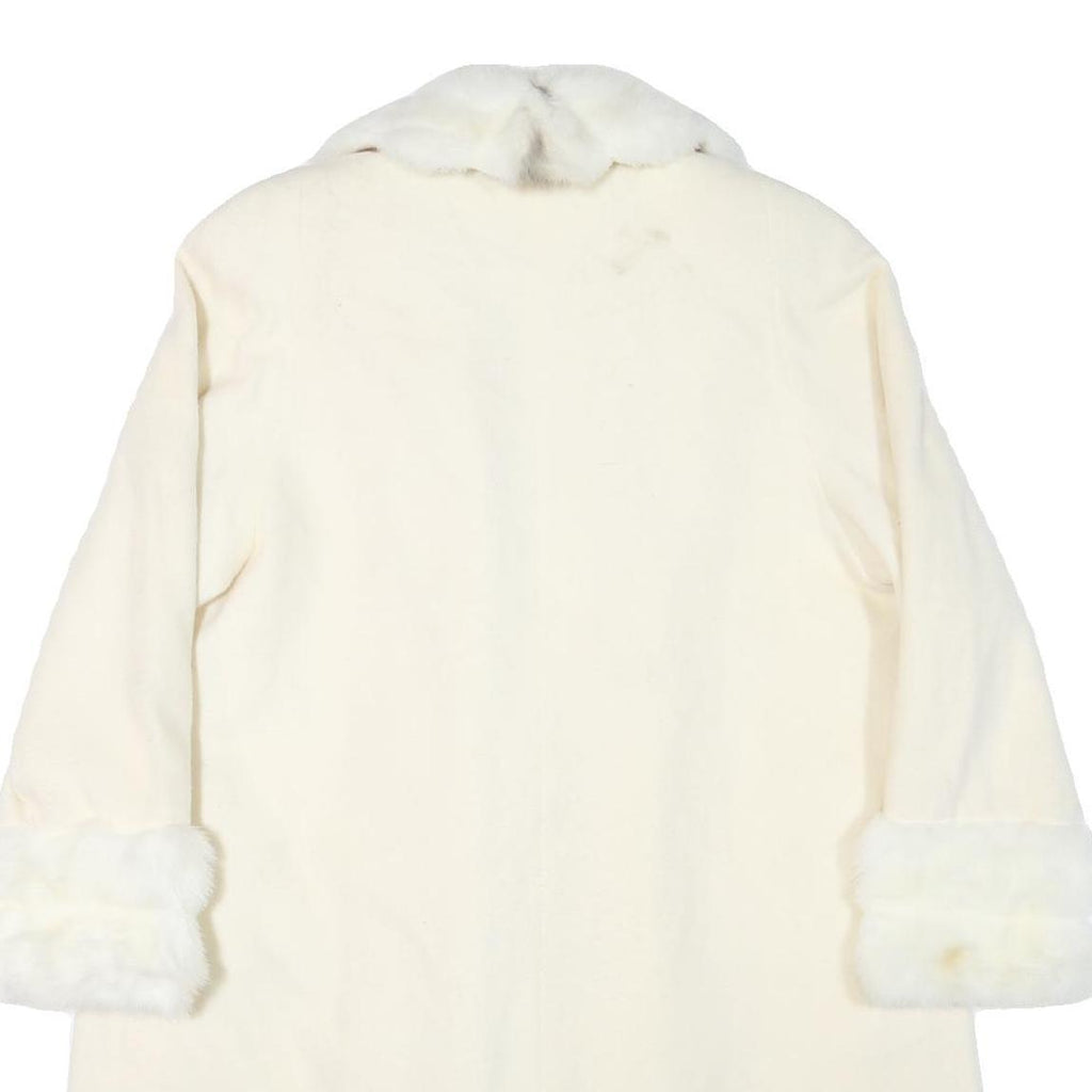 ALORNA Womens Cream Wool Blend Jacket L Wool Blend Plain Elegant Warm