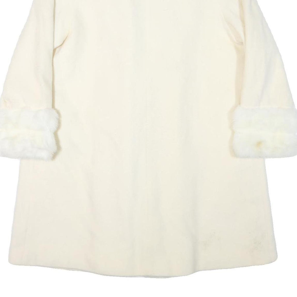 ALORNA Womens Cream Wool Blend Jacket L Wool Blend Plain Elegant Warm