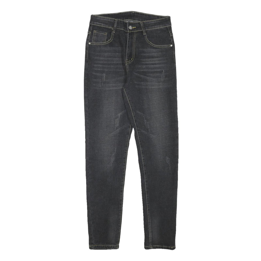 Womens Slim Fit Black Denim Slim Jeans W27 L26 Stylish Cotton Blend Zip Closure