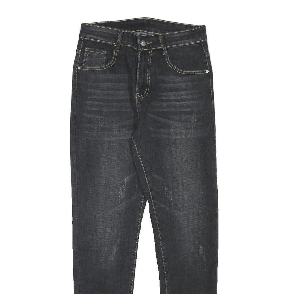 Womens Slim Fit Black Denim Slim Jeans W27 L26 Stylish Cotton Blend Zip Closure