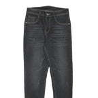 Womens Slim Fit Black Denim Slim Jeans W27 L26 Stylish Cotton Blend Zip Closure