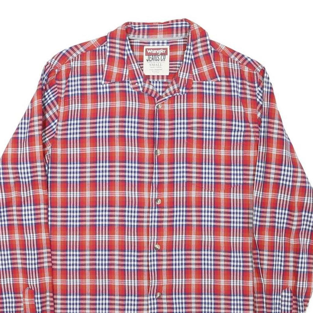 WRANGLER Mens Red & White Checked Shirt Cotton Blend S Casual Button-Up