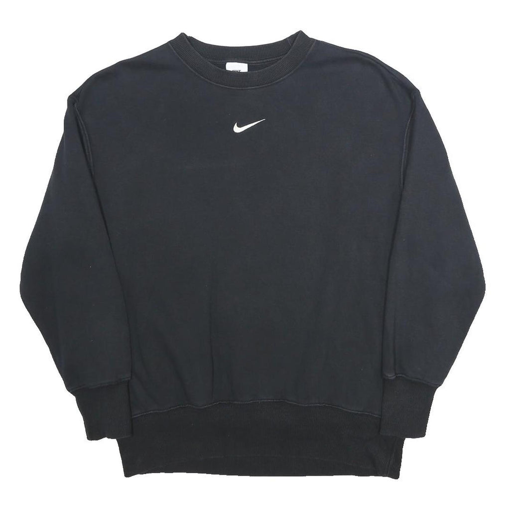 NIKE Womens Black Crew Neck XS Sweatshirt Cotton Blend Pullover Casual