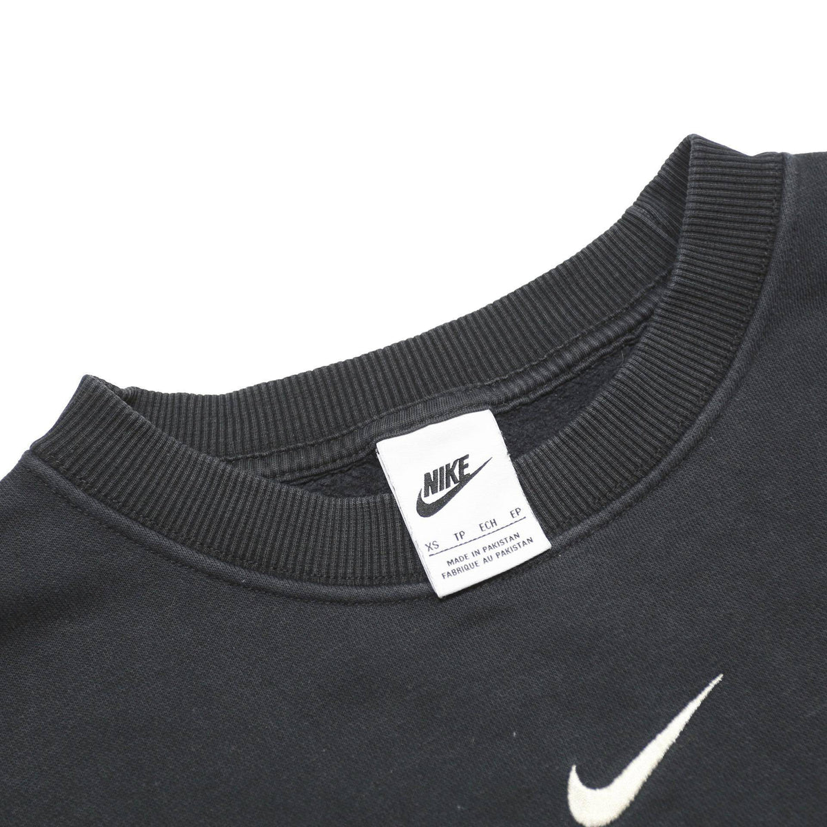 NIKE Womens Black Crew Neck XS Sweatshirt Cotton Blend Pullover Casual