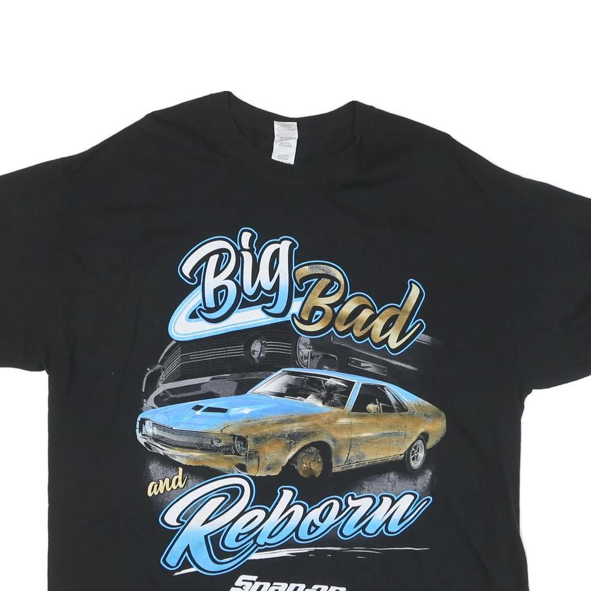 GILDAN Mens Black Big Bad And Reborn Graphic T-Shirt XL Crew Neck Short Sleeve