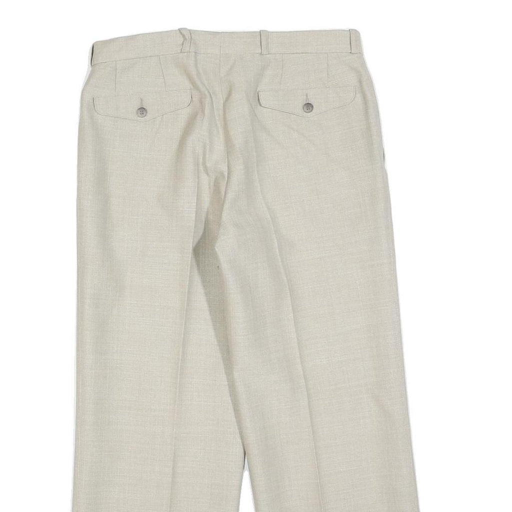 COSMO Womens Wool Blend Cream Regular Straight Trousers W30 L27 Classic Zip