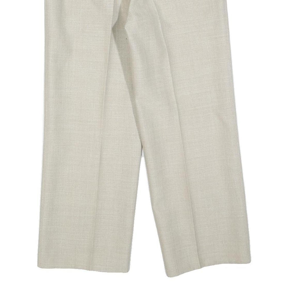 COSMO Womens Wool Blend Cream Regular Straight Trousers W30 L27 Classic Zip