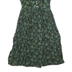 JCC Womens Green Floral Cotton Blend Day Dress Short Sleeve S Summer