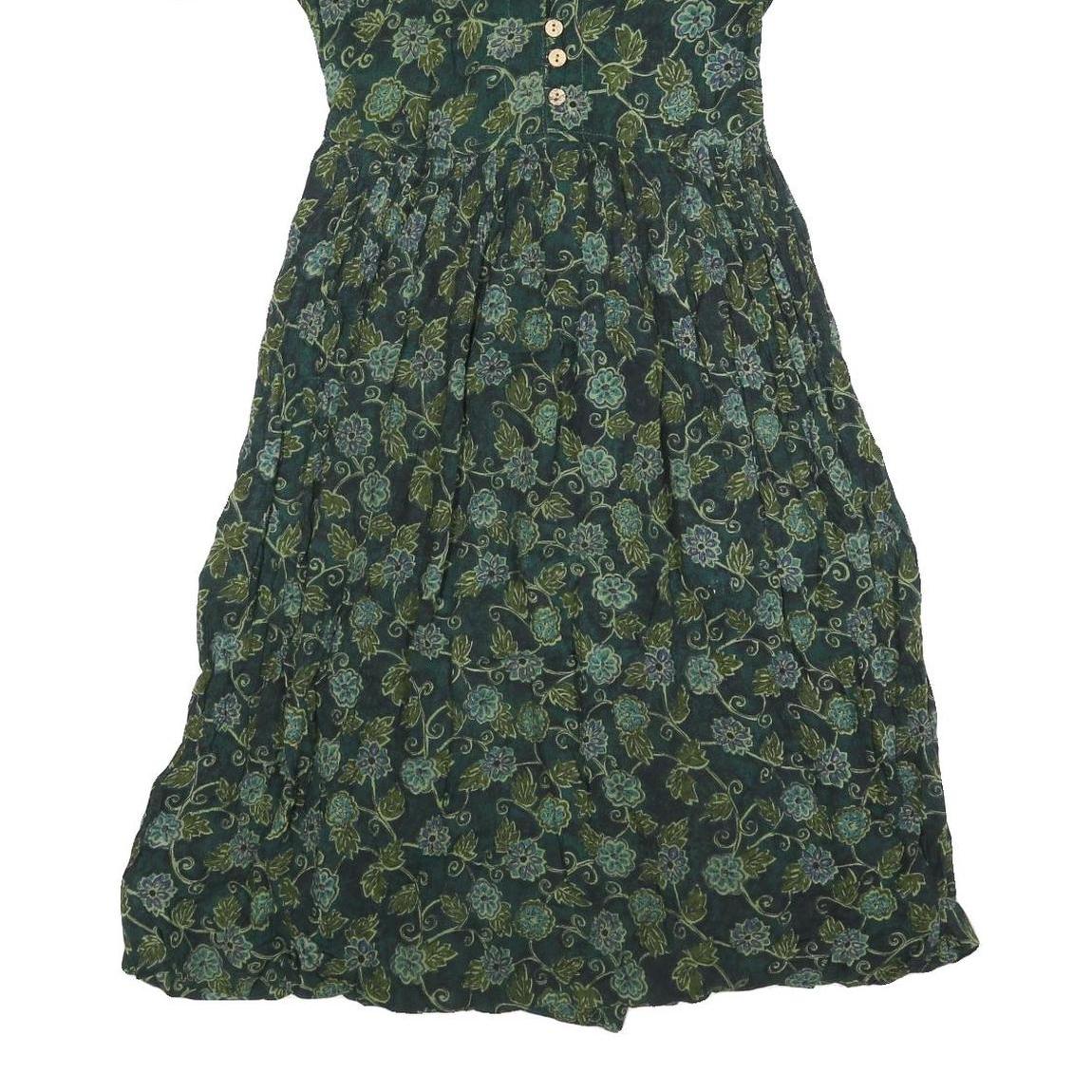 JCC Womens Green Floral Cotton Blend Day Dress Short Sleeve S Summer