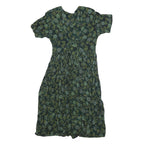 JCC Womens Green Floral Cotton Blend Day Dress Short Sleeve S Summer
