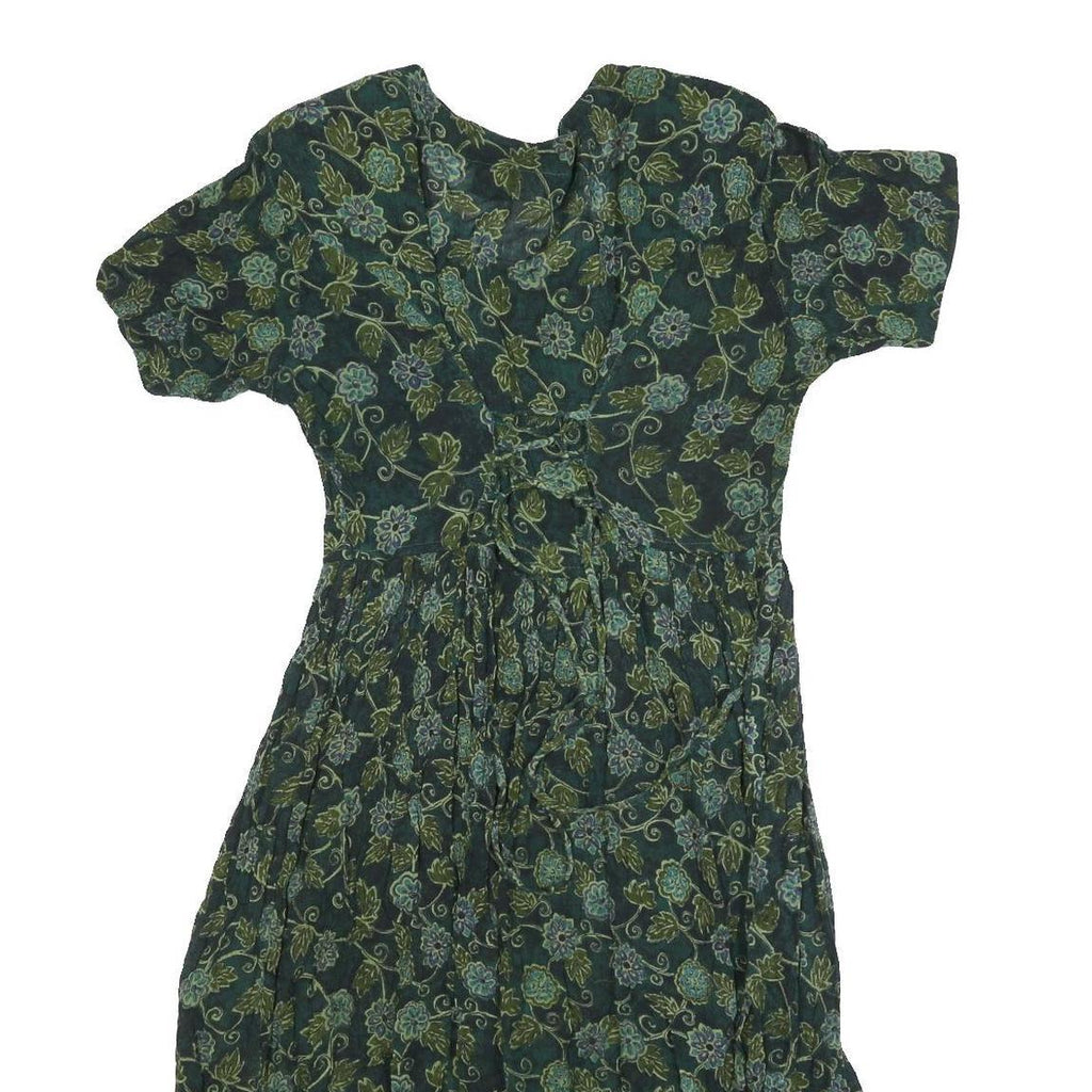 JCC Womens Green Floral Cotton Blend Day Dress Short Sleeve S Summer