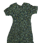 JCC Womens Green Floral Cotton Blend Day Dress Short Sleeve S Summer
