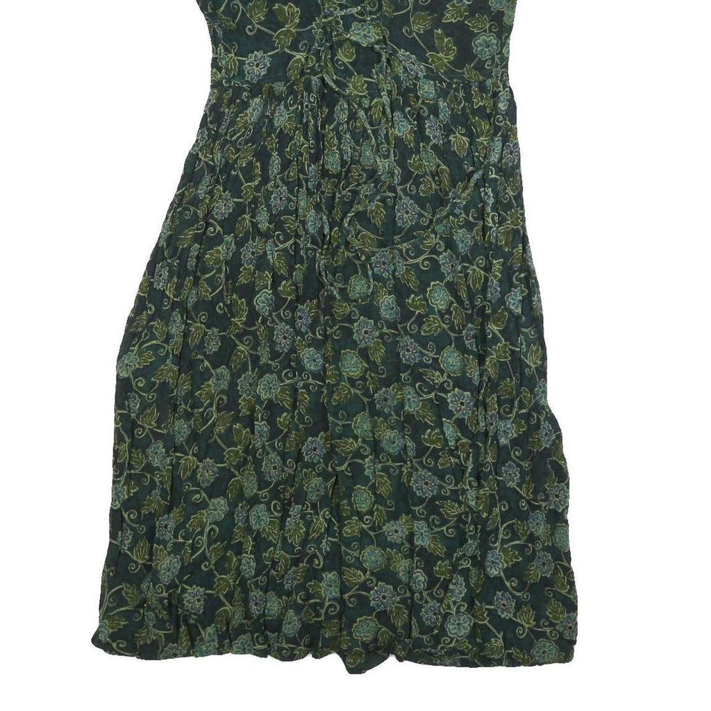 JCC Womens Green Floral Cotton Blend Day Dress Short Sleeve S Summer