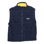 NAUTICA Mens Navy & Yellow Sleeveless Zip Polyester Fleece Jacket M Casual