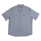 LEE Mens Blue Cotton Blend Shirt XL Button Pocket Casual Short Sleeve