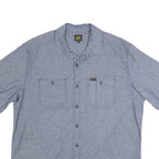 LEE Mens Blue Cotton Blend Shirt XL Button Pocket Casual Short Sleeve
