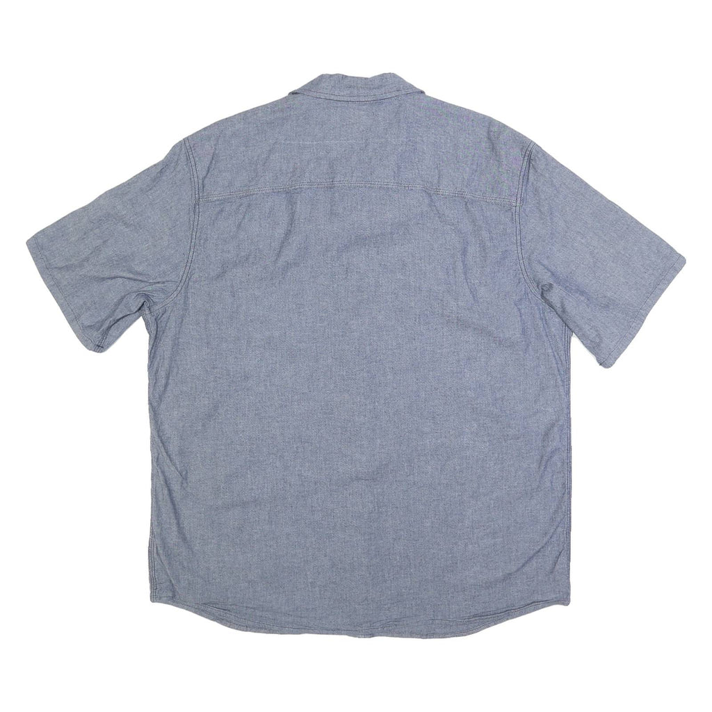 LEE Mens Blue Cotton Blend Shirt XL Button Pocket Casual Short Sleeve