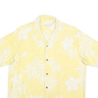 ISLAND REPUBLIC Mens Yellow & White Floral Silk Shirt M Summer Casual Hawaiian