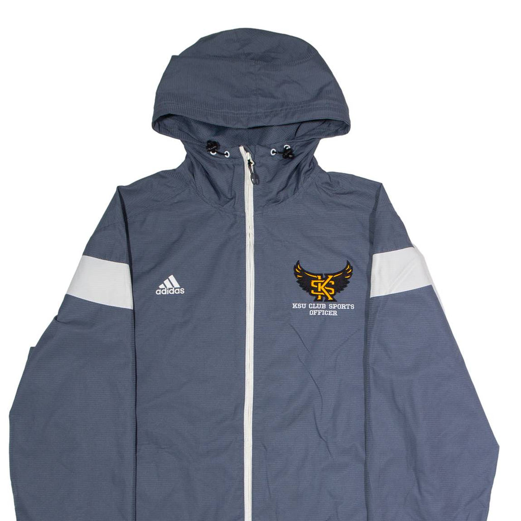 ADIDAS KSU Club Sports Officer Mens Rain Jacket Grey USA Hooded L