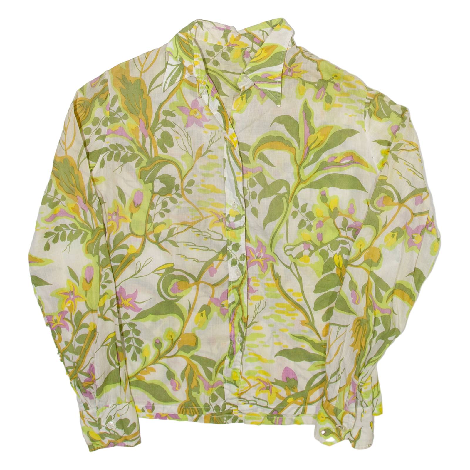 Womens Shirt Green Floral Long Sleeve XS