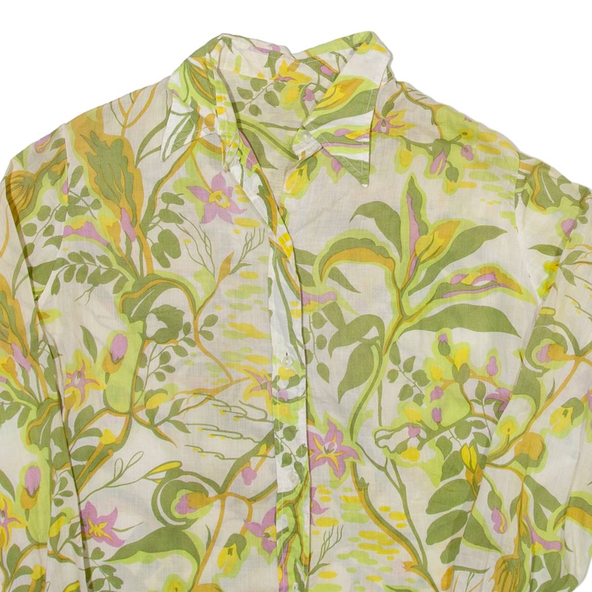 Womens Shirt Green Floral Long Sleeve XS
