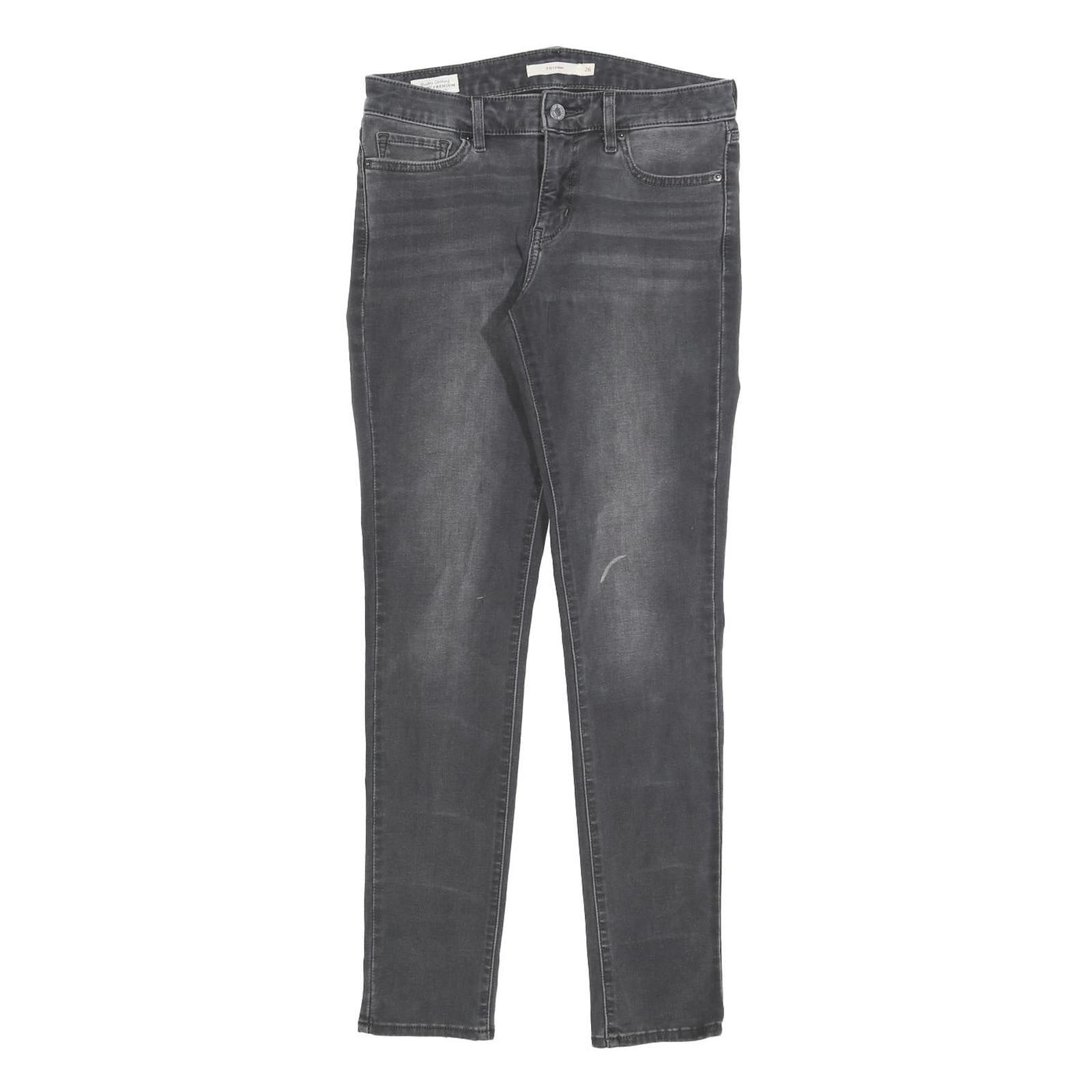 LEVI'S 711 Big E Womens Jeans Black Slim Skinny Denim Medium W26 L30 Stretch