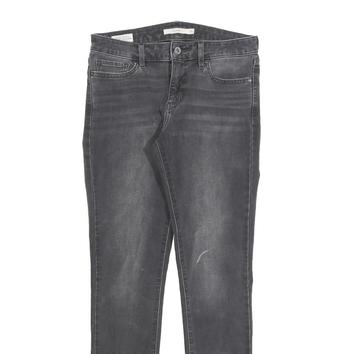 LEVI'S 711 Big E Womens Jeans Black Slim Skinny Denim Medium W26 L30 Stretch