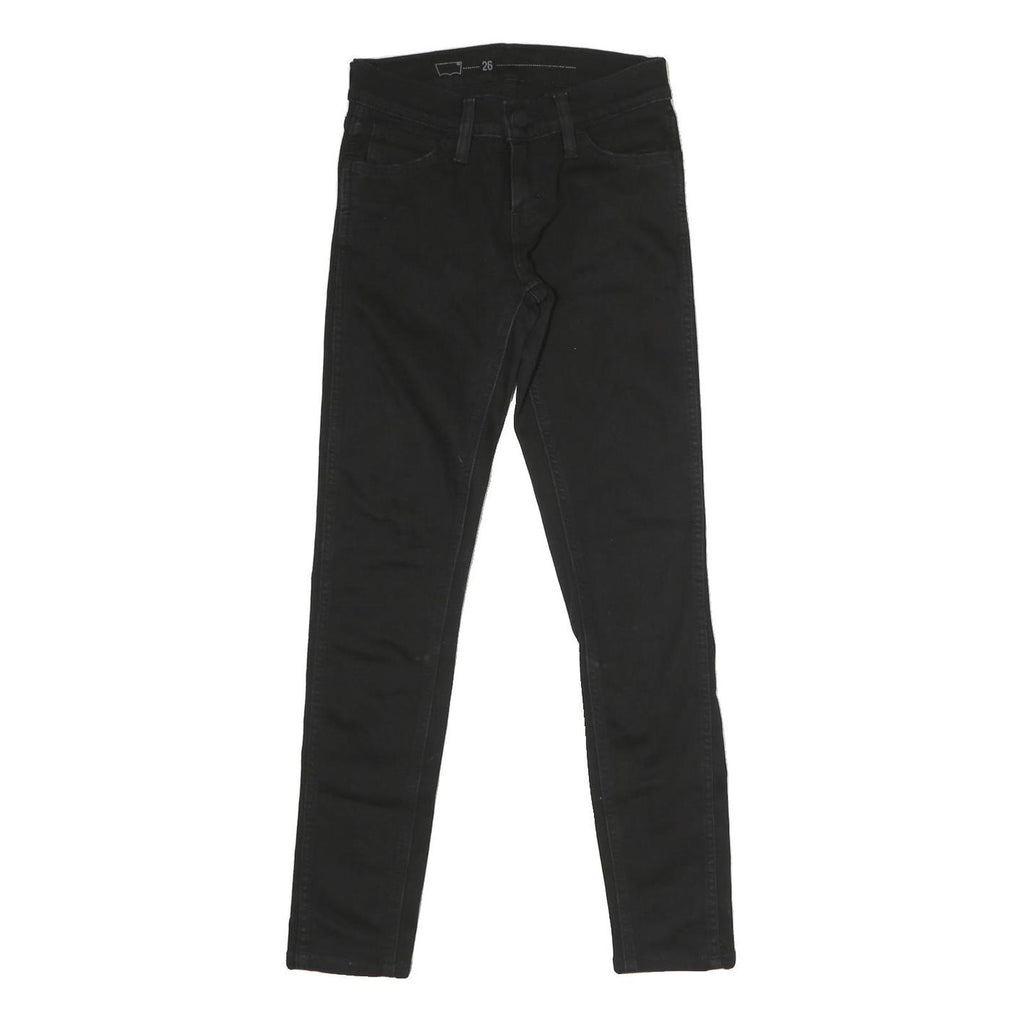 LEVI'S Womens Black Regular Skinny Denim Raw W26 L27 Slim Fit Stretch Jeans
