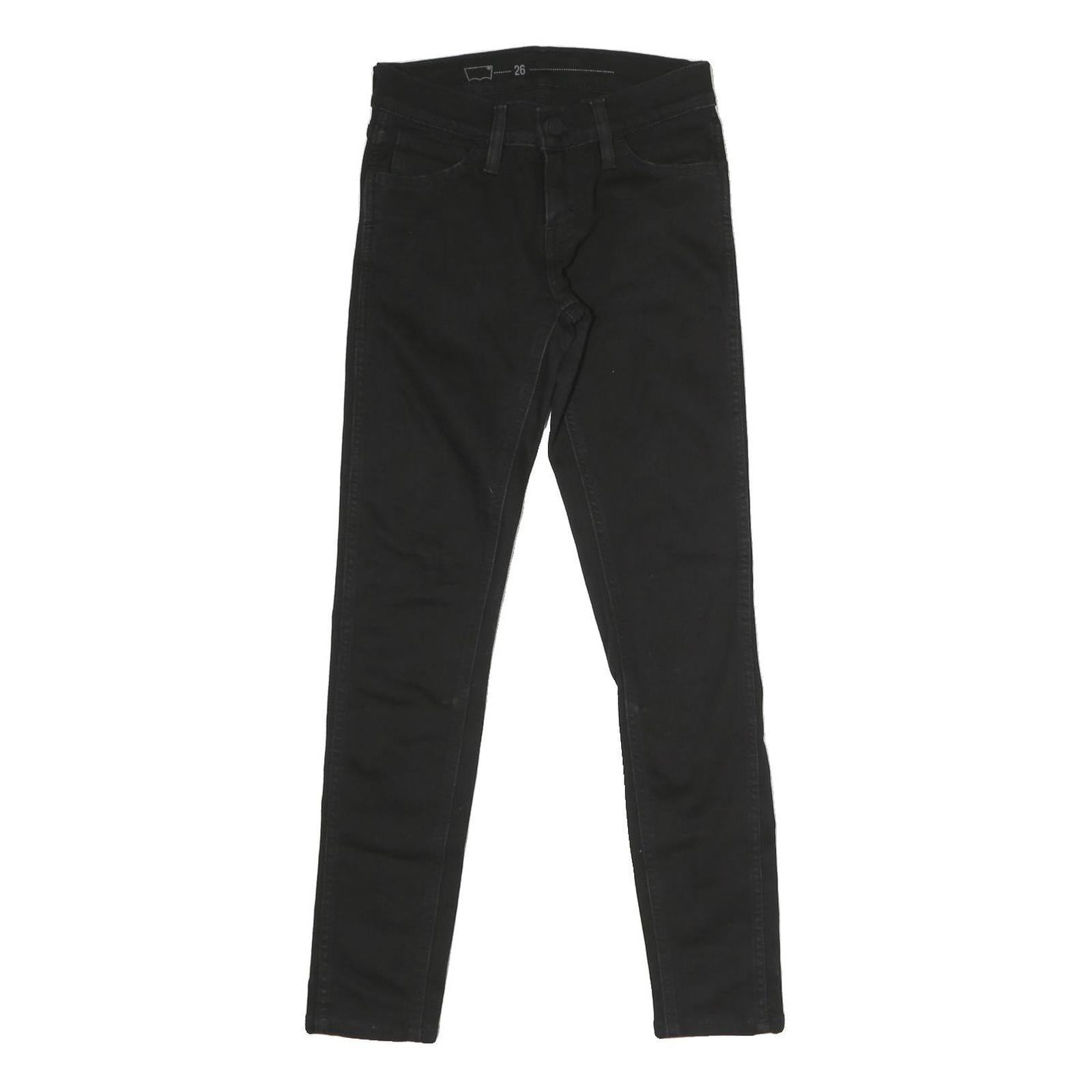 LEVI'S Womens Black Regular Skinny Denim Raw W26 L27 Slim Fit Stretch Jeans