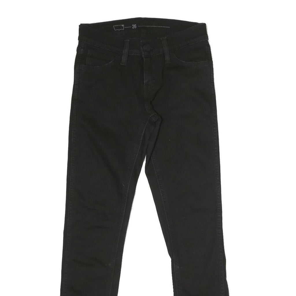 LEVI'S Womens Black Regular Skinny Denim Raw W26 L27 Slim Fit Stretch Jeans
