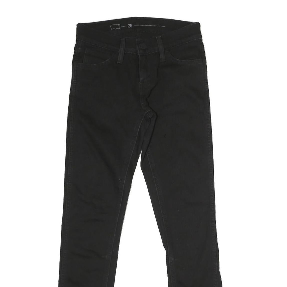 LEVI'S Womens Black Regular Skinny Denim Raw W26 L27 Slim Fit Stretch Jeans