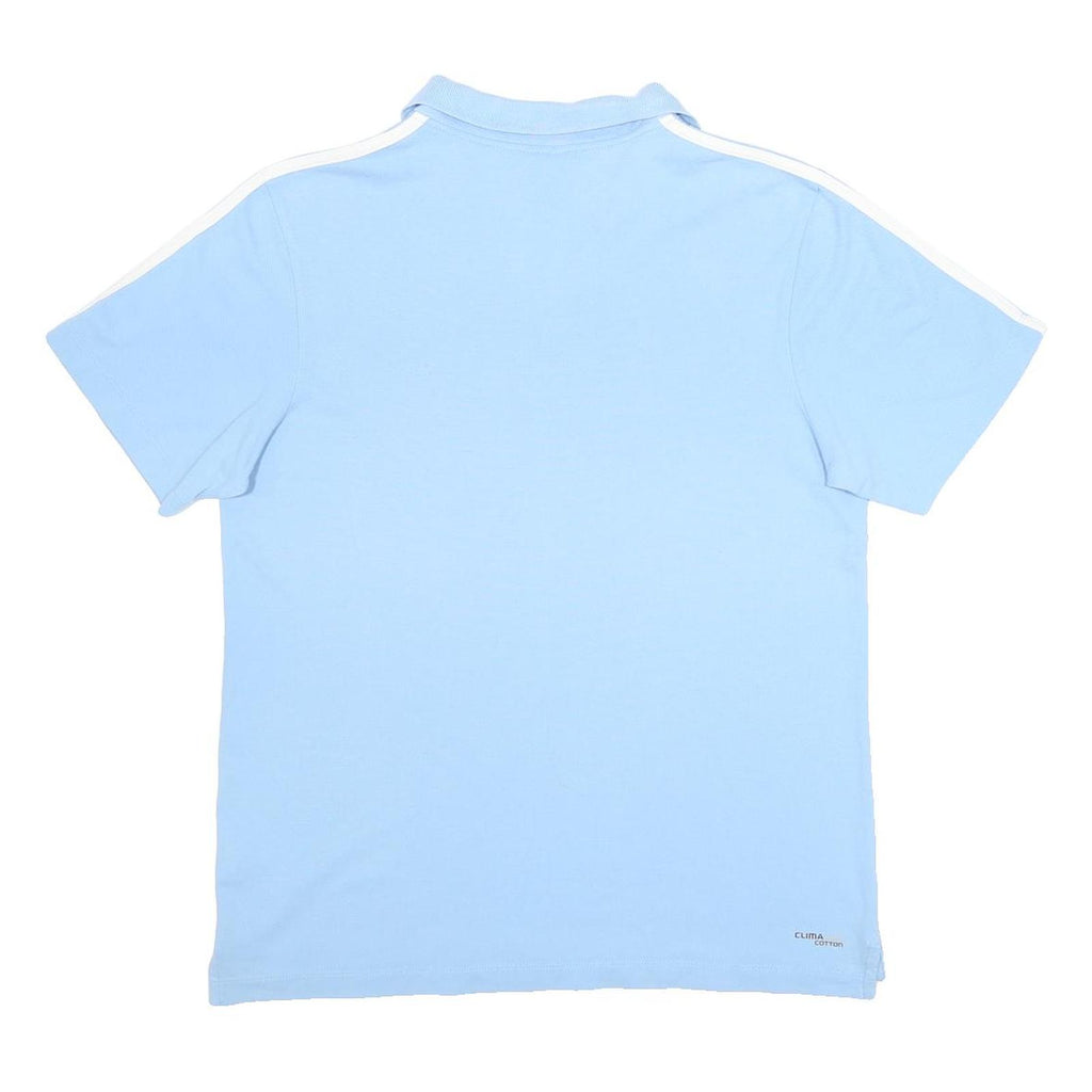 ADIDAS Mens Light Blue White Sleeve Striped Short Sleeve Polo Shirt M Cotton