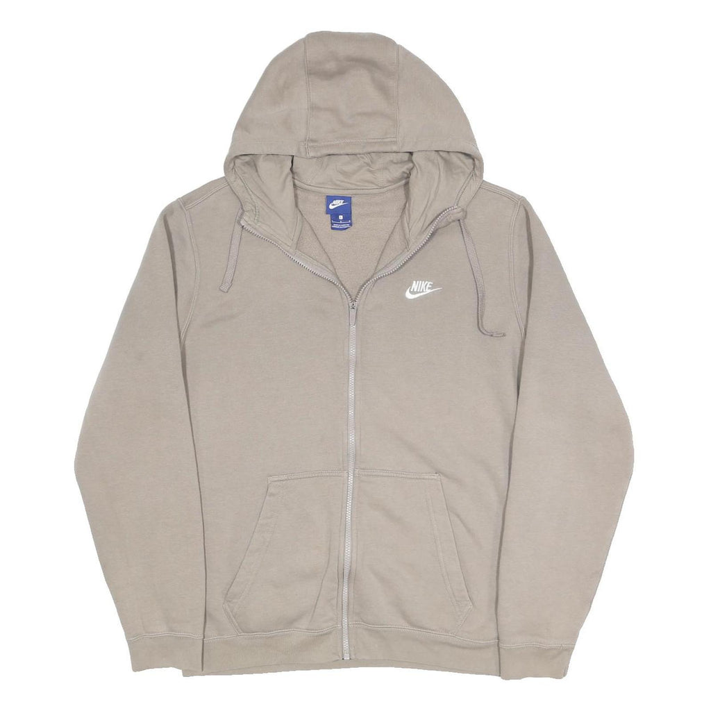 NIKE Mens Beige Full Zip Hoodie XL Cotton Blend Casual Zip Up Sweatshirt