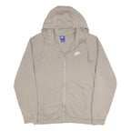 NIKE Mens Beige Full Zip Hoodie XL Cotton Blend Casual Zip Up Sweatshirt