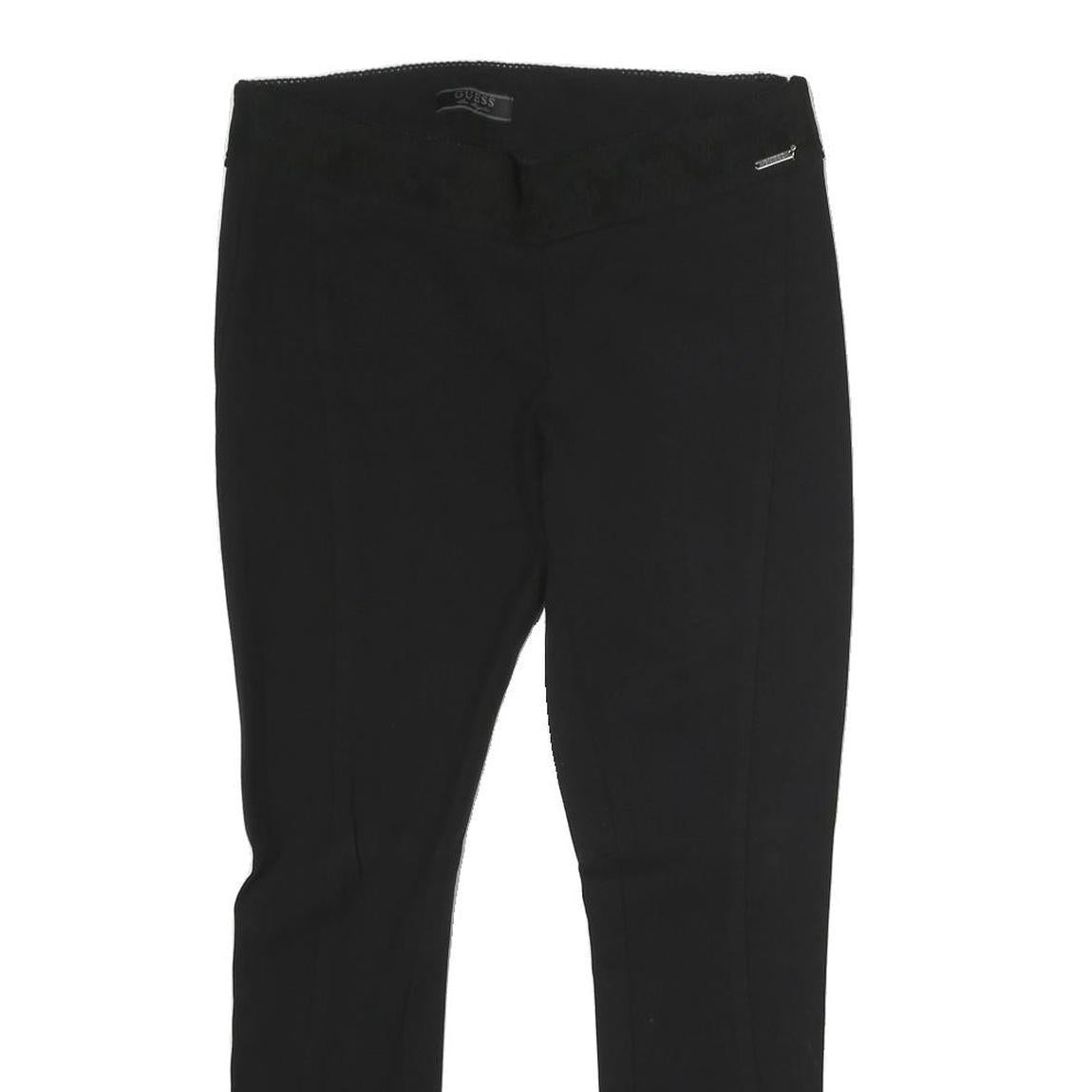 GUESS Womens Black Slim Trousers W32 L26 Stretch Zip Closure Stylish