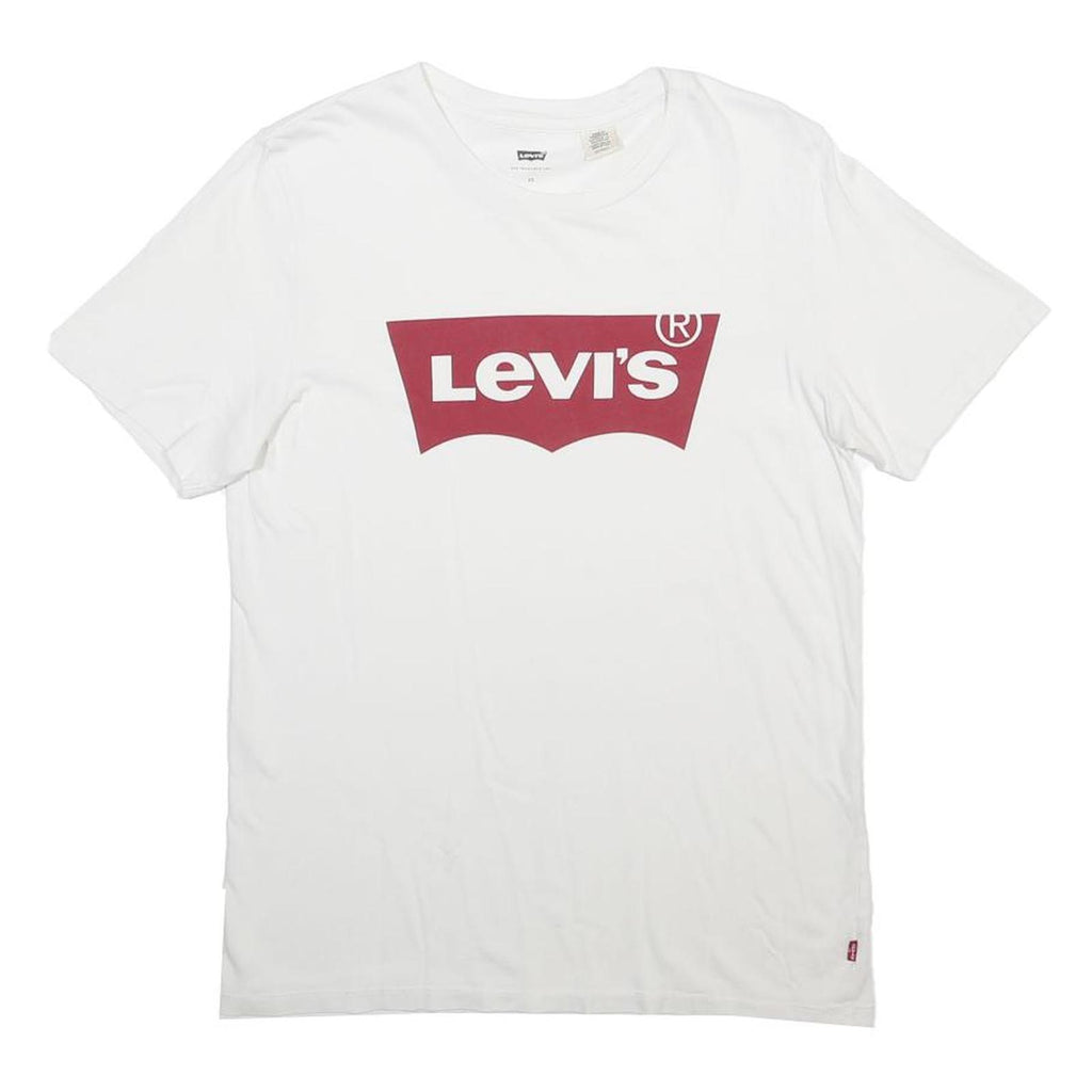 LEVI'S Mens White Graphic T-Shirt XS Short Sleeve Crew Neck Cotton Blend