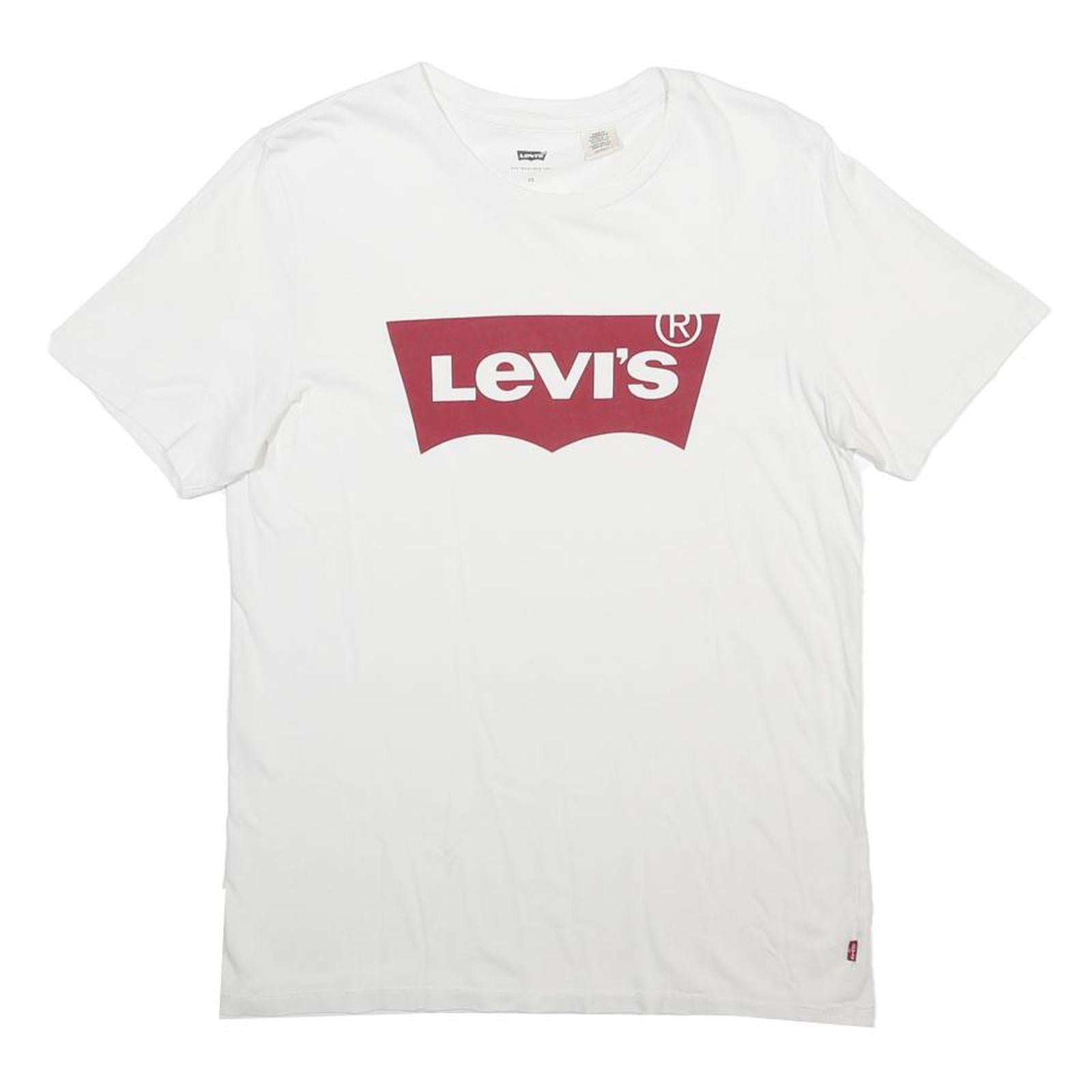 LEVI'S Mens White Graphic T-Shirt XS Short Sleeve Crew Neck Cotton Blend