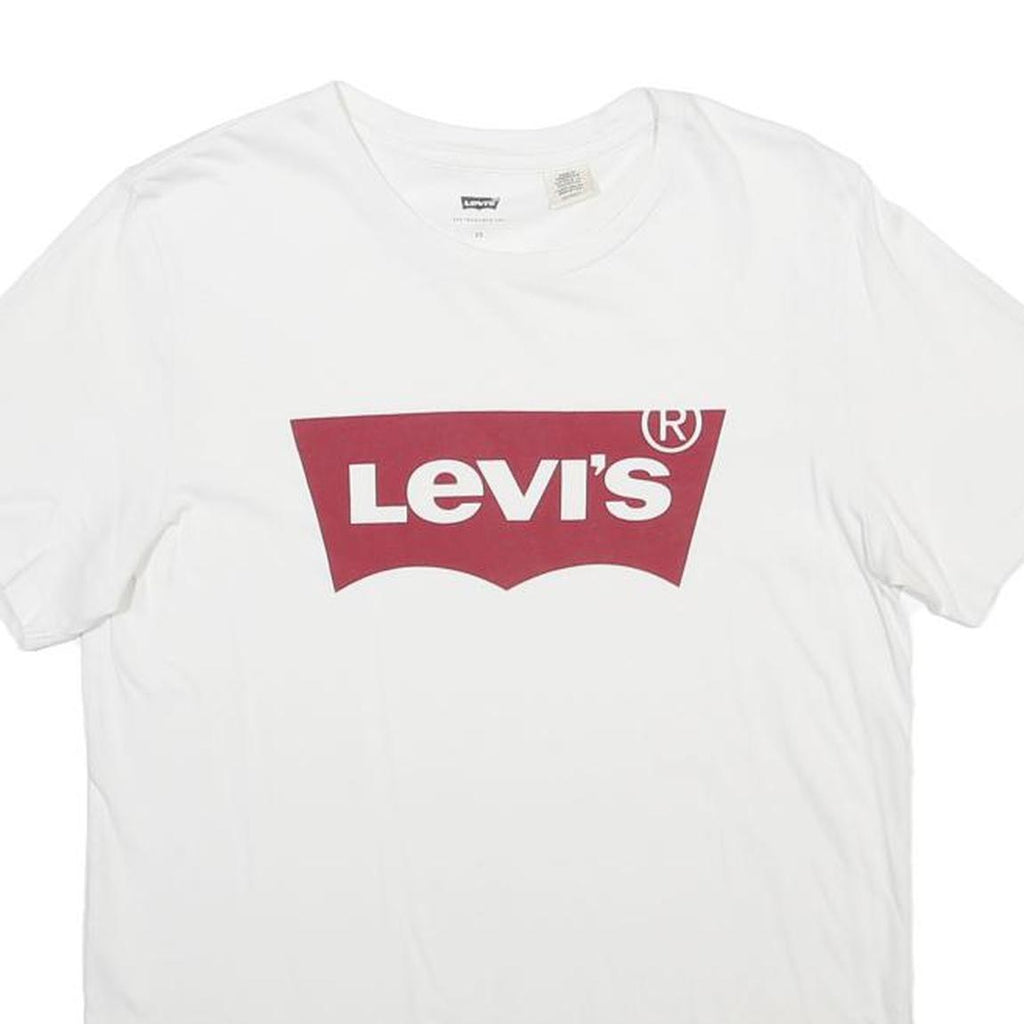 LEVI'S Mens White Graphic T-Shirt XS Short Sleeve Crew Neck Cotton Blend