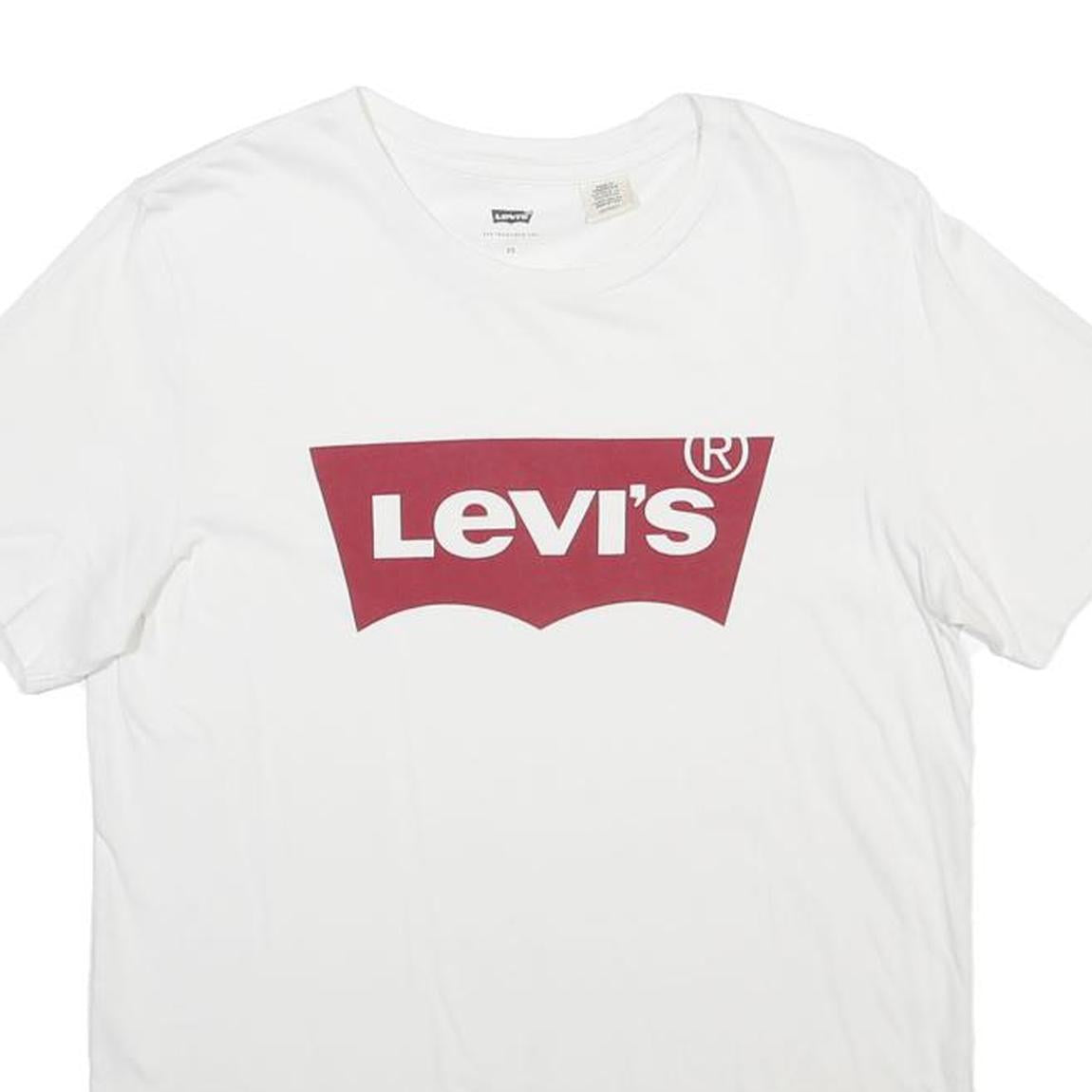 LEVI'S Mens White Graphic T-Shirt XS Short Sleeve Crew Neck Cotton Blend
