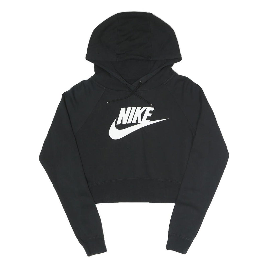 NIKE Womens Black Hoodie S Cotton Blend Pullover Logo Sweatshirt