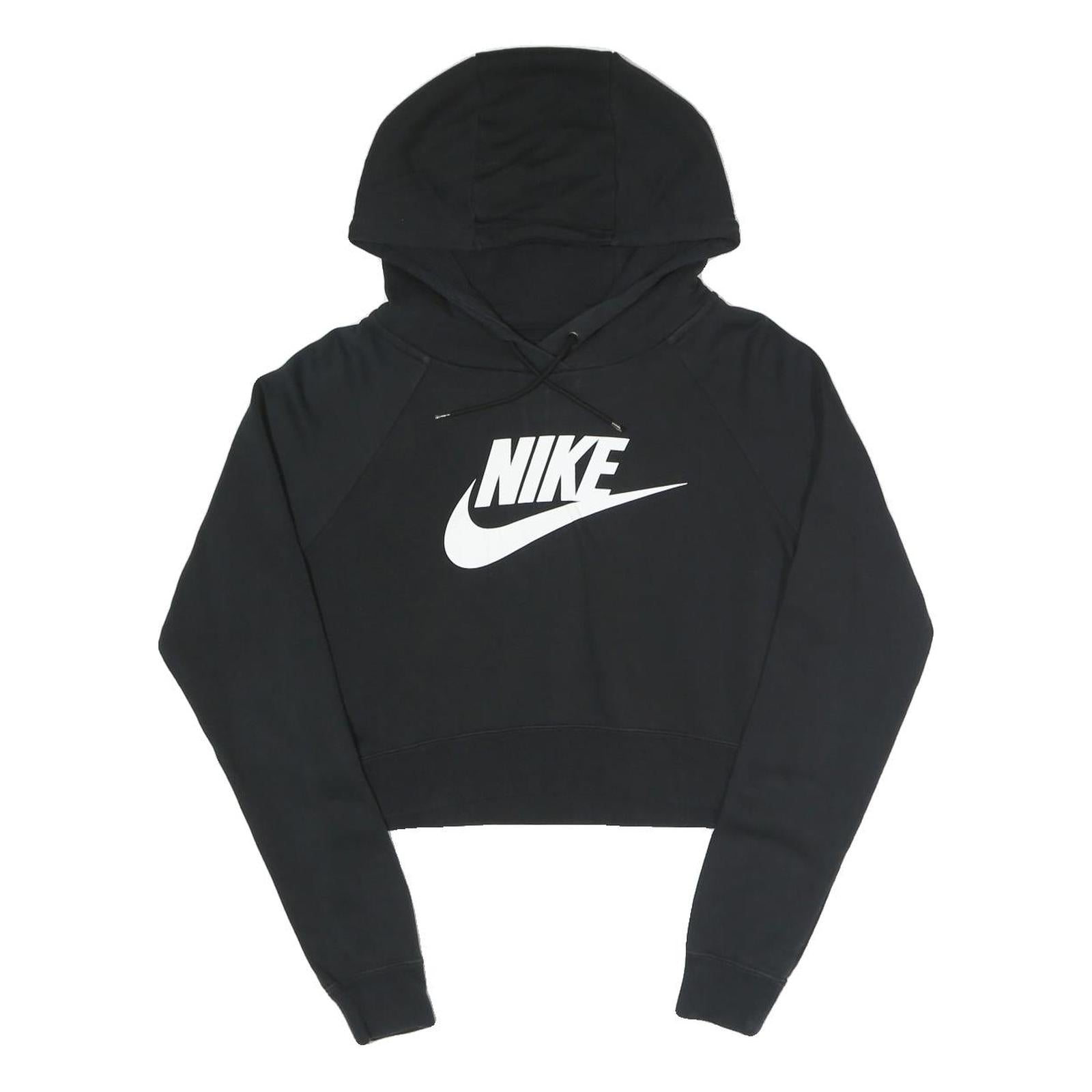 NIKE Womens Black Hoodie S Cotton Blend Pullover Logo Sweatshirt