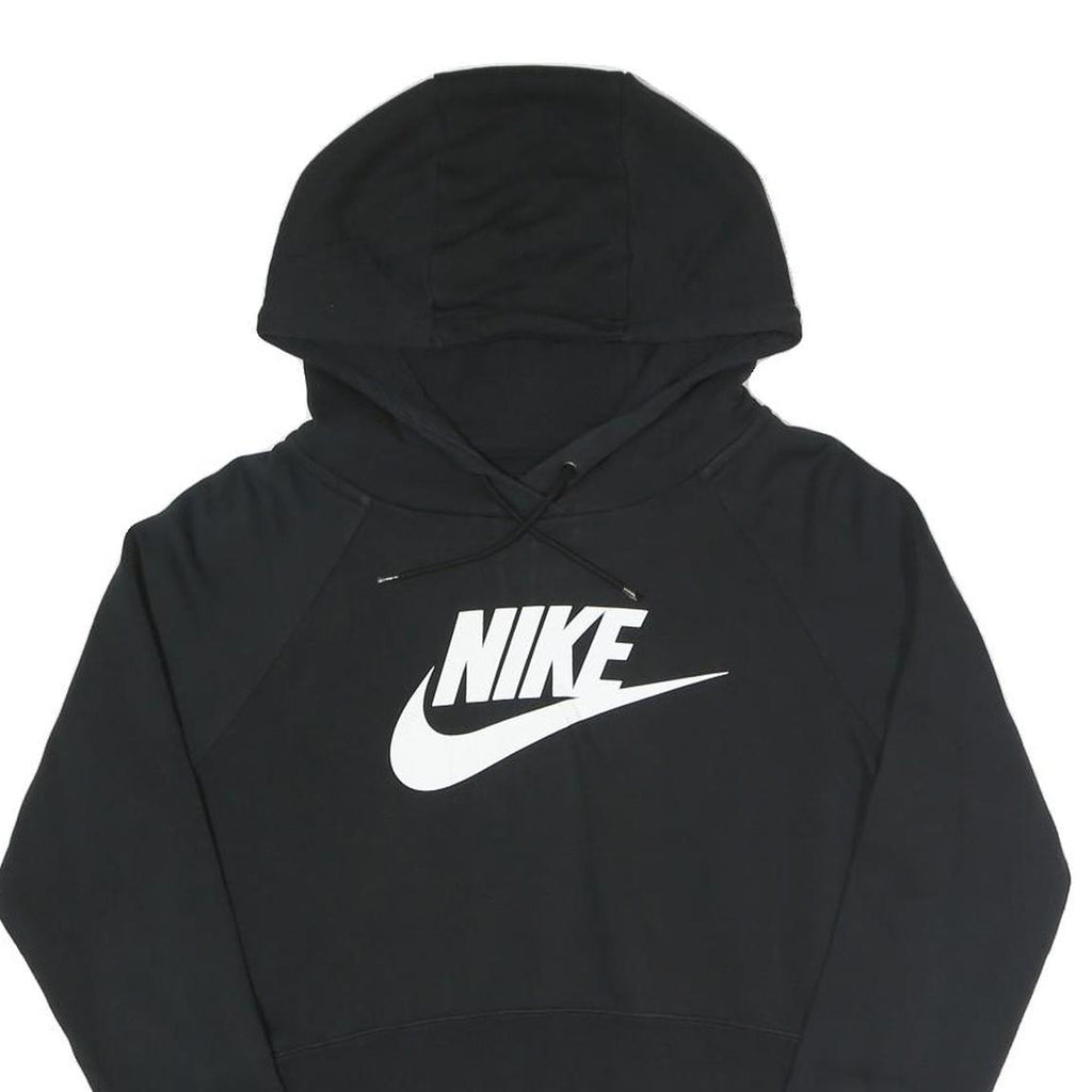 NIKE Womens Black Hoodie S Cotton Blend Pullover Logo Sweatshirt