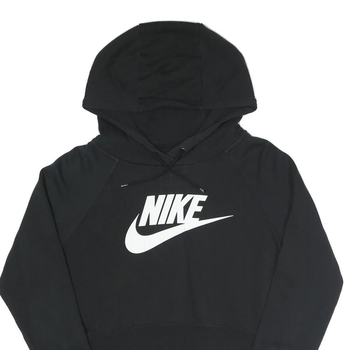 NIKE Womens Black Hoodie S Cotton Blend Pullover Logo Sweatshirt