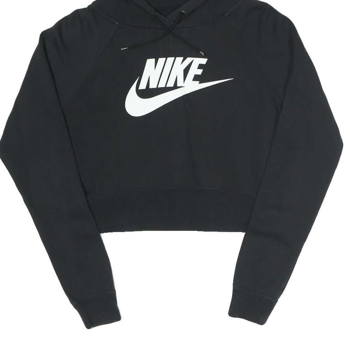 NIKE Womens Black Hoodie S Cotton Blend Pullover Logo Sweatshirt