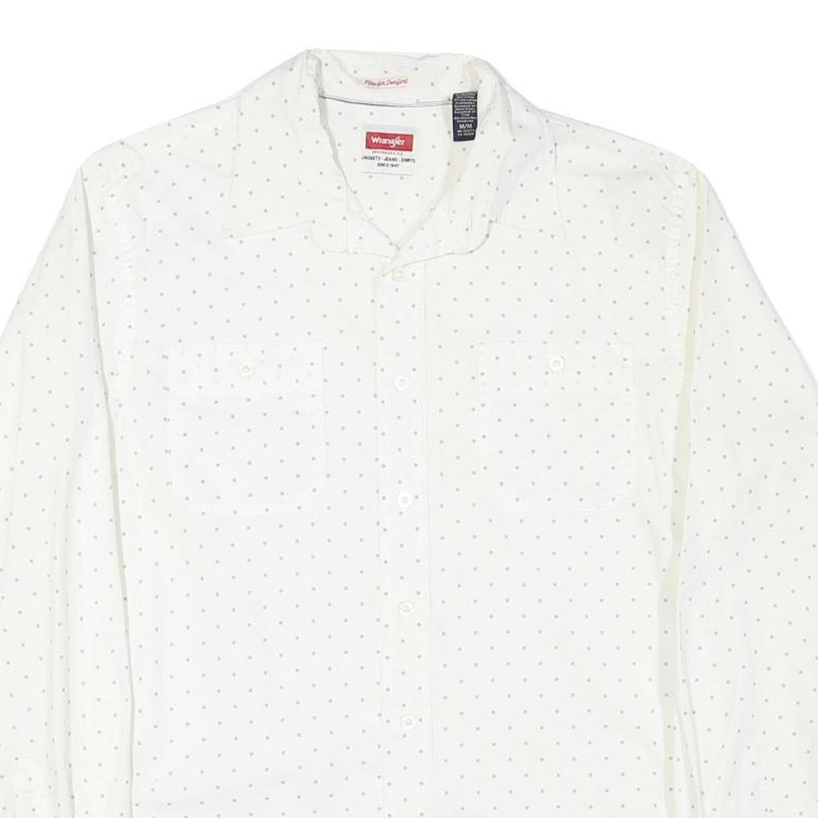 TOMMY HILFIGER Mens White Shirt M Cotton Blend Long Sleeve Button Up Casual Wear