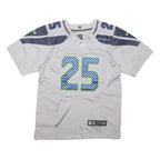 NFL Mens Grey Seahawks 25 Sherman Football Shirt M Short Sleeve V-Neck